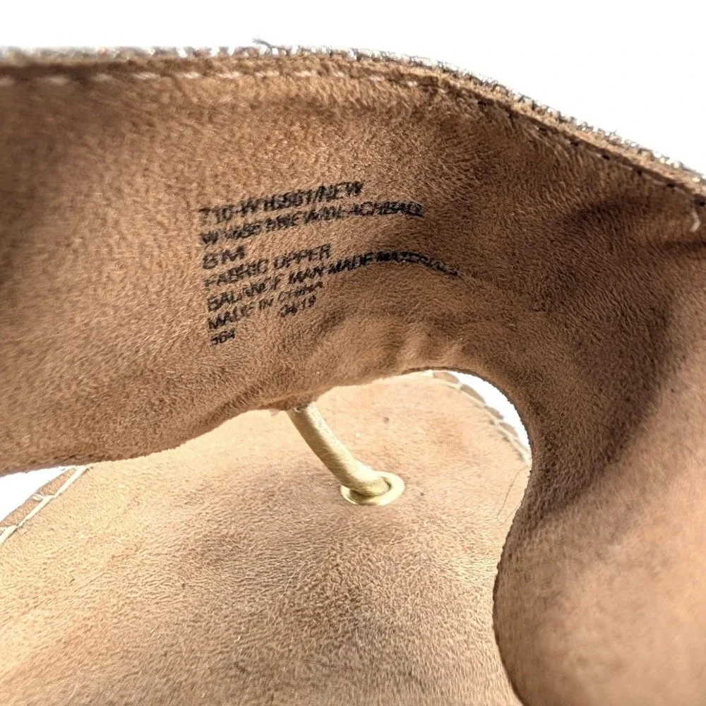 White Mountain Beachball Womens Gold Metallic Espadrille Wedge‎ Sandals Size 8M